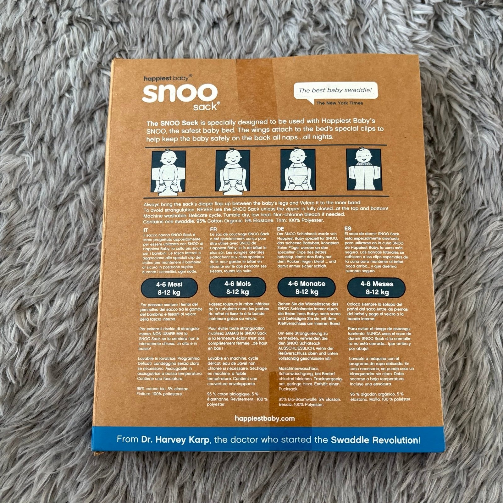 Happiest Baby Snoo Sleepsack White Moons Baby Infant Large 4-6 Months New — image 2 of 4